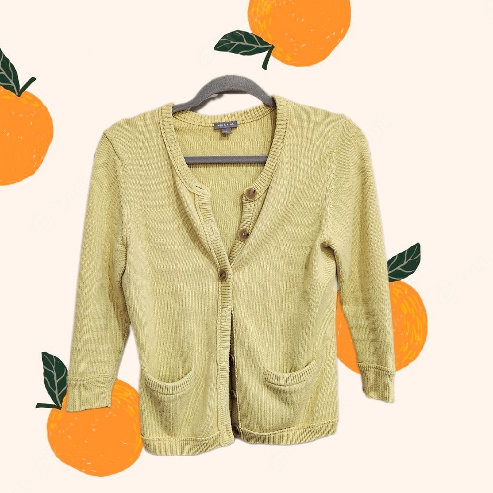vintage ann taylor size s green cardigan